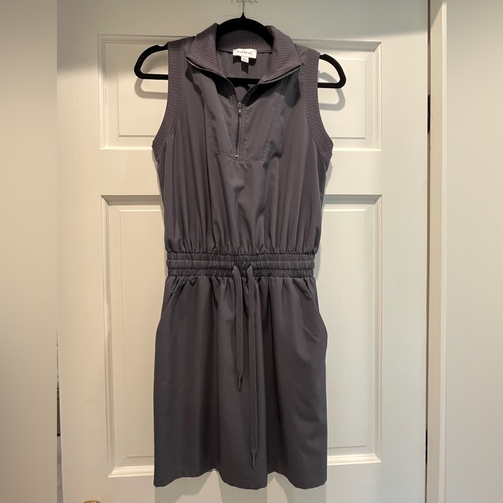 Evereve Sleeveless Zip-Front Midi Dress in Slate Gray